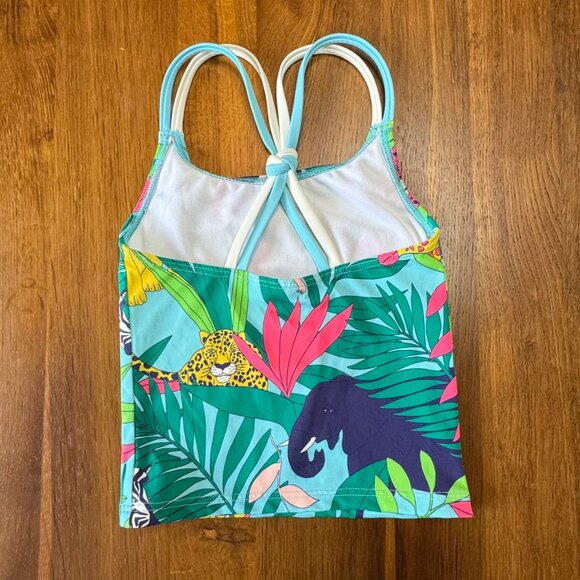MINI BODEN Jungle Print Tankini Top Girls 4-5 110cm Monkey Tiger Swim Tank 4T 5T - Picture 2 of 9